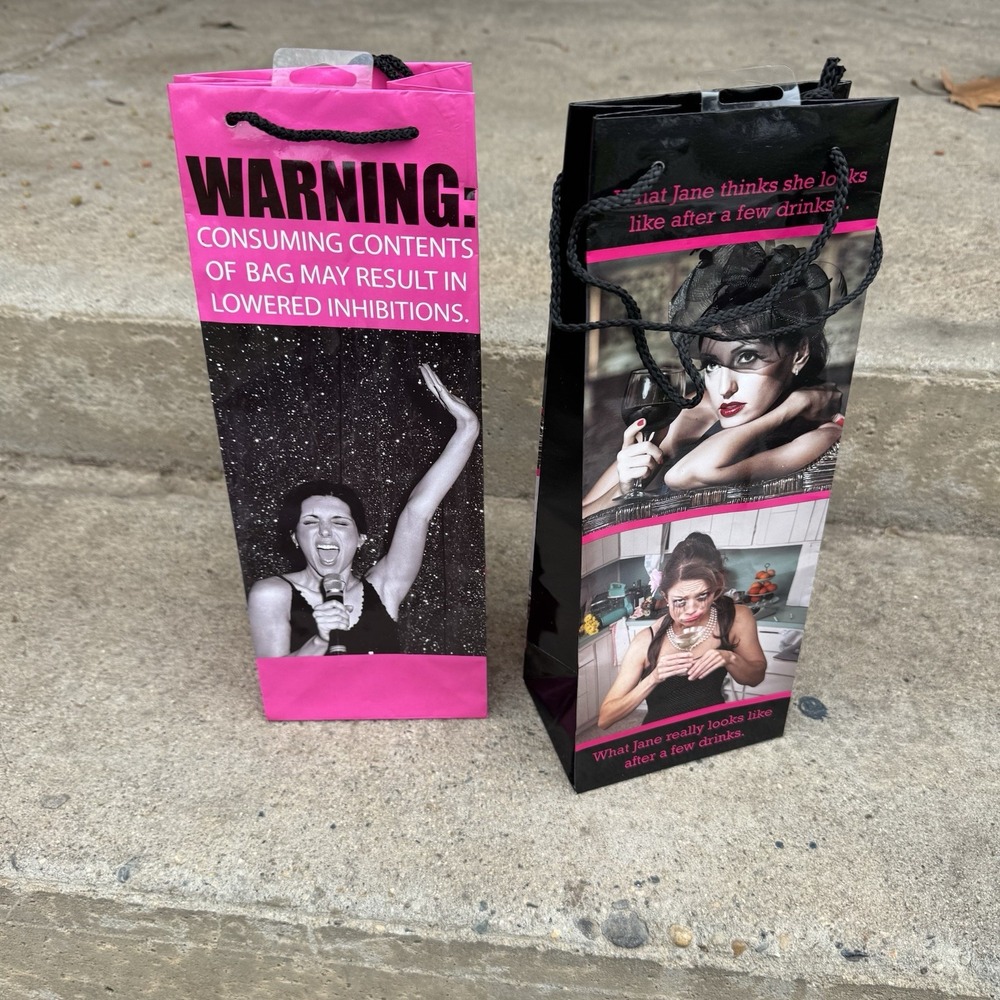 Pair Of Novelty Wine Bags Gift Bags Funny Joke Gift
